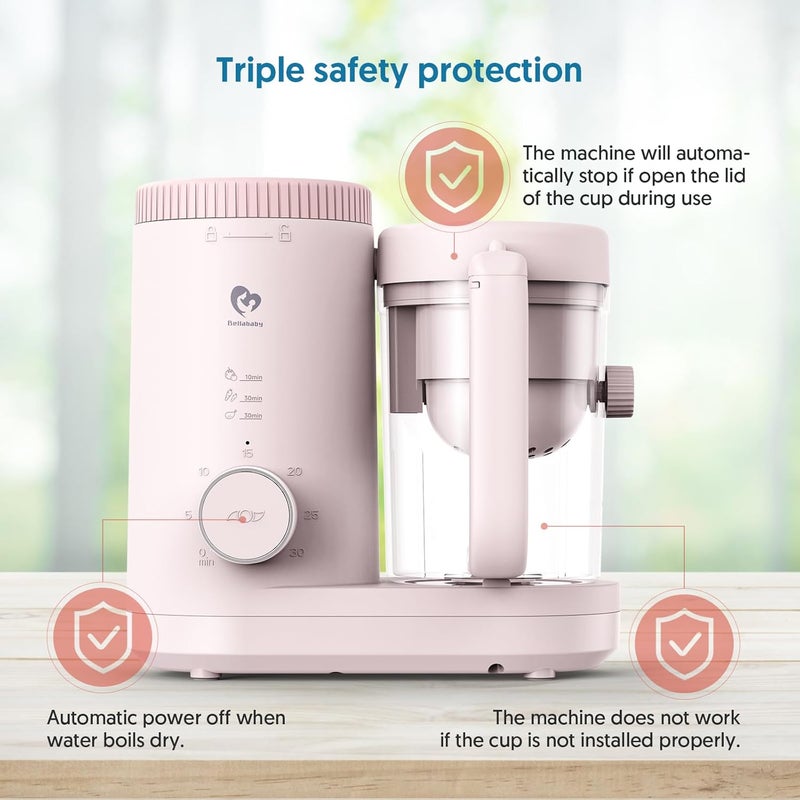 Bellababy صانع طعام الأطفال مع معالج طعام الأطفال، خلاط هريس بخار مع سلة بخار قابلة للعكس، عملية سهلة بزر واحد وفتحة كبيرة للتنظيف السهل - Image 5